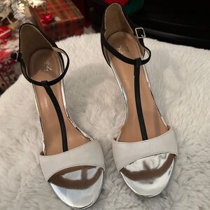 New York & Company Black and White Heels with Silver Accents